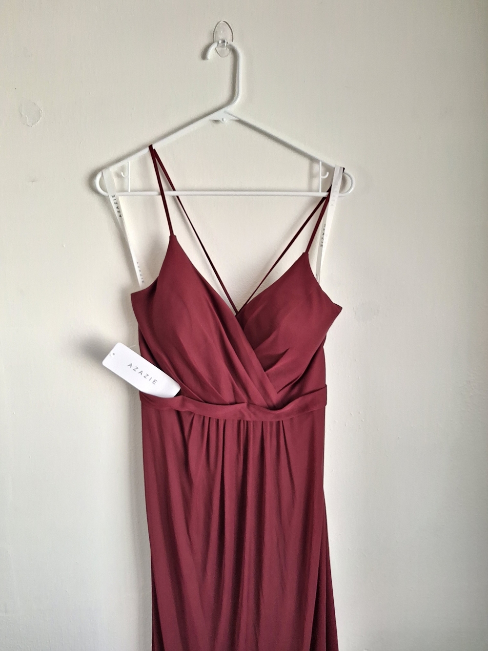 Azazie Wine Red Spaghetti Strap Wrap Dress A10